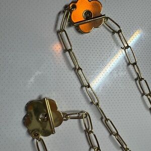 Goldstone  Chain Necklace and bracelet with Flower Clasp